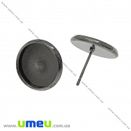 Пусеты под кабошон 12 мм, Черные, 14х12 мм (OSN-036482)