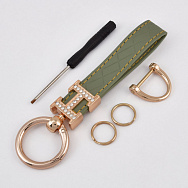 Брелок, 13х3,5 см, Зелений, Штучна шкіра, Золото (OSN-058516)