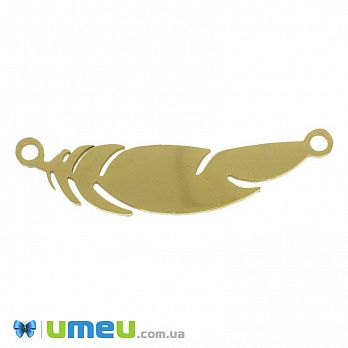 Коннектор из нерж. стали Перо, 33х8 мм, Золото (STL-039731)
