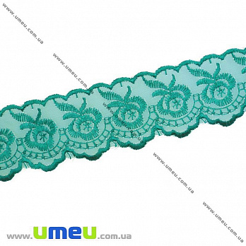 Кружево органза Яблочко, 40 мм, Бирюзовое темное (LEN-014520)