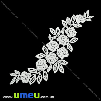 Кружевная вставка Розы, 26х7 см, Белая (LEN-025001)