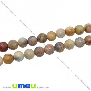 [Архів] Намистина натуральний камінь Агат мереживний (Crazy Agate), 8 мм, Кругла (BUS-034089)