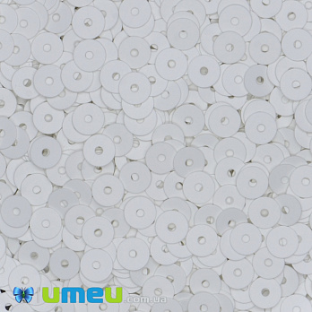 Пайетки Италия круглые плоские, 4 мм, Белые №176W Bianco Satinati (PAI-039128)