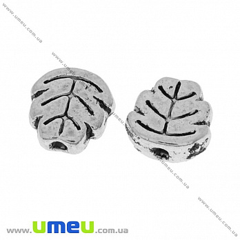 Намистина мет. Листочок, 7х7 мм, Античне срібло (BUS-032687)
