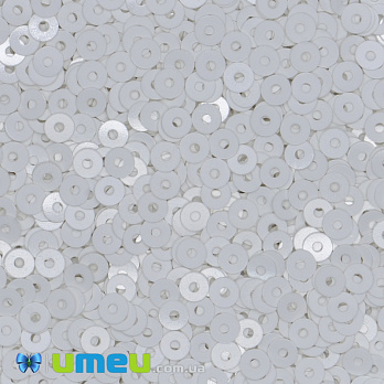 Паєтки Італія круглі плоскі, 4 мм, Білі №1004 Bianco Ghiaccio Opaline (PAI-039943)