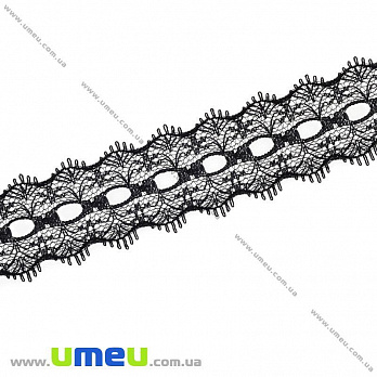Мереживо тонке, 30 мм, Чорне (LEN-010484)