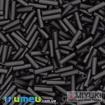 Бісер японський Miyuki Стеклярус 6 мм BGL2-401F, Чорний матовий (BIS-045909)