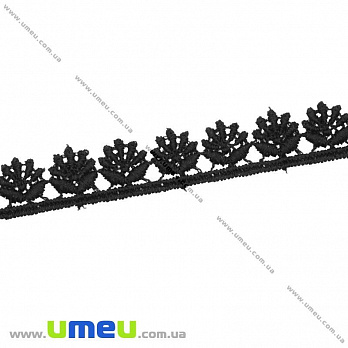 Мереживо плетене, 16 мм, Чорне (LEN-011856)