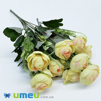 Букет півонії, 42 см, Жовтий (DIF-044949)