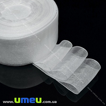 Стрічка з органзи, 40 мм, Біла (LEN-016601)