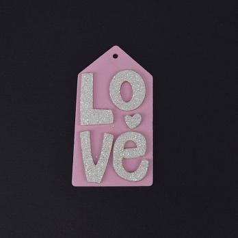 Декоративное изделие из фоамирана Бирка Love, 8х4 см, Розовая (FOM-061239)