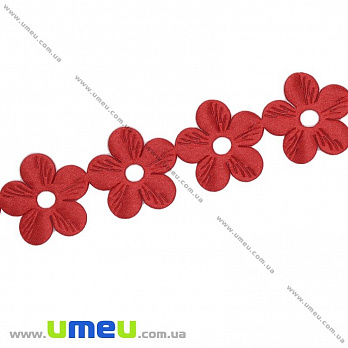 Тасьма тиснена Квіти, 20 мм, Червона (LEN-014536)