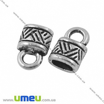Ковпачок металевий плоский, 10х6х4 мм, Античне срібло (OBN-008477)