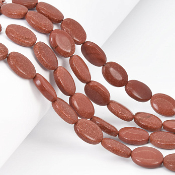 Намистини Авантюрин Золотий пісок, Синт. камінь, 14х10 мм, Овал, 20 см (BUS-057977)