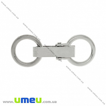 Замок металевий з кільцями, 60х23 мм, Темне срібло (SEW-023985)