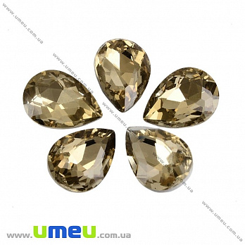 Ріволі скляний, Крапля гранована, 14х10 мм, Бежевий (KAB-001989)