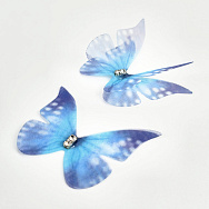 Аплікація пришивна Метелик з органзи, 5х3,5 см, Синя (APL-060096)