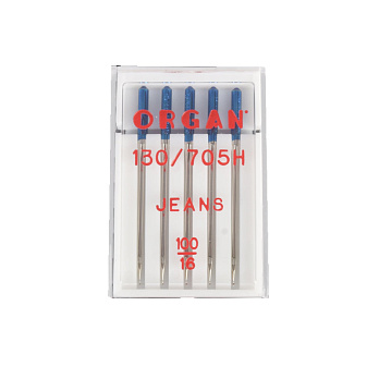 Иглы ORGAN JEANS №100/16 для бытовых швейных машин, 5 шт (SEW-061852)