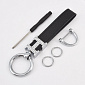 Брелок, 13х3 см, Чорний, Натуральна шкіра, Темне срібло (OSN-058504)
