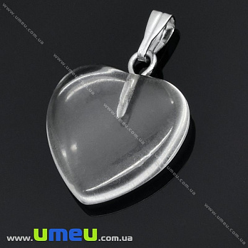 Подвеска Сердце из натурального камня, Кварц прозрачный, 25х18 мм (POD-009262)