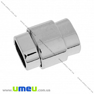 Замок магнітний для вклеювання шнура, Темне срібло, 19х15 мм (ZAM-015518)