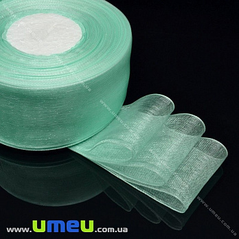 Стрічка з органзи, 40 мм, М'ятна (LEN-016612)