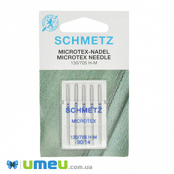 Голки SCHMETZ MICROTEX №90/14 для побутових швейних машин, 5 шт (SEW-043698)