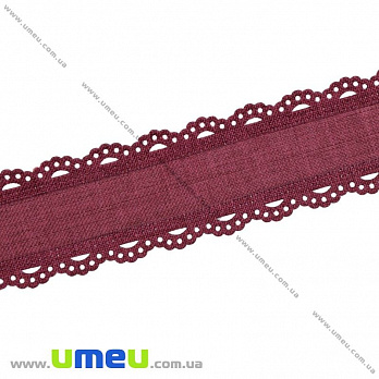 Мішковина з тасьмою, 35 мм, Бордова (LEN-020672)