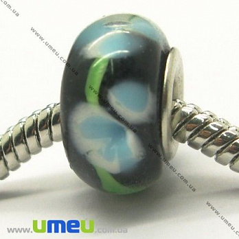 [Архів] Намистина PANDORA Lampwork, 14х10 мм, Чорна, Срібло (BUS-004575)