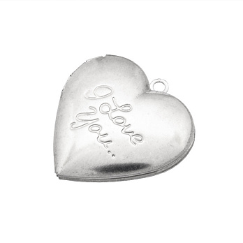 Медальйон Серце I Love You з нержавіючої сталі, 29х29х7 мм, Темне срібло (STL-054453)