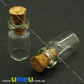Скляна баночка з пробкою, 10х18 мм (DIF-006676)