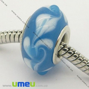 [Архів] Намистина PANDORA Lampwork, 14х10 мм, Синя, Срібло (BUS-006515)