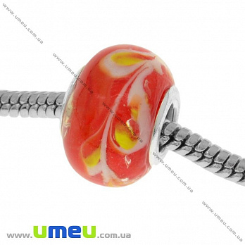 [Архів] Намистина PANDORA Lampwork, 14х10 мм, Червона, Срібло (BUS-019000)
