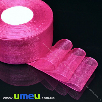 Стрічка з органзи, 40 мм, Малинова (LEN-016607)