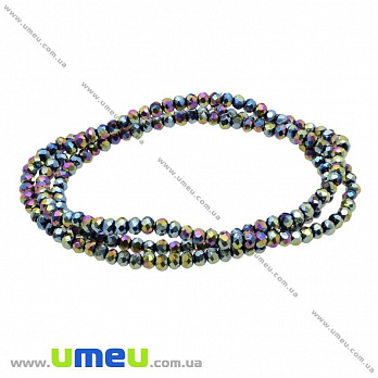 Намистини ронделі, 3х2 мм, Ірис (металік) (BUS-029890)