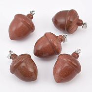 Підвіска Жолудь, Синт. камінь Авантюрин Золотий пісок, 25х19 мм (POD-058592)