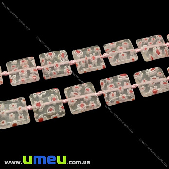 [Архів] Намистина Lampwork квадратна, 14х14 мм, Прозора (BUS-003633)