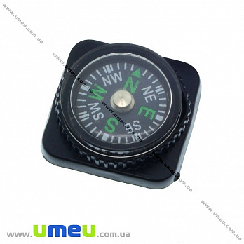 Компас для браслетів виживання, Чорний, 24х24х11 мм (ZAM-012272)