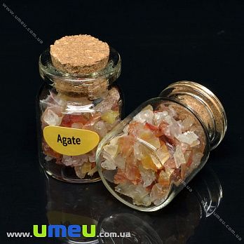 Бутылочка с крошкой натурального камня, Агат, 31х22 мм (POD-037228)