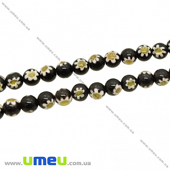 [Архів] Намистина Lampwork кругла, 8 мм, Чорна (BUS-004527)