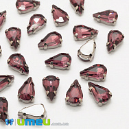 Шатон крапля 10х6 мм, Темне срібло, Фіолетово-коричневий (KAB-040647)