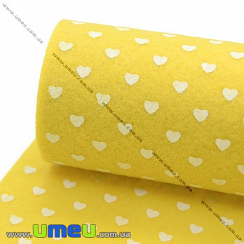[Архів] Фетр Сердечки 1 мм, 10х15 см, 108 Жовтий (FLT-011554)