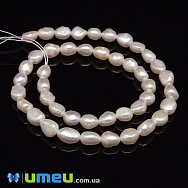 Намистини натуральні річкові Перли молочні Рис, 8-9х6-7 мм (BUS-048778)