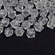 Намистини для сумок ОПТ Акрилові, Куб гранований, 8х7,5 мм, Прозорі (BUS-059920)