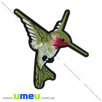 Термоаппликация Колибри оливковая, 8х8 см (APL-024671)