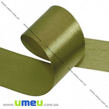 Атласная лента, 40 мм, Оливковая (LEN-033645)