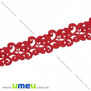 Тасьма тиснена Листочки, 20 мм, Червона (LEN-019716)