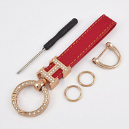 Брелок, 13х3,5 см, Червоний, Штучна шкіра, Золото (OSN-058509)