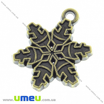 Підвіска метал. Сніжинка, 21х17 мм, Антична бронза (POD-000582)