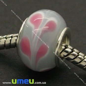 [Архив] Бусина PANDORA Lampwork, 13х9 мм, Сиреневая, Серебро (BUS-006932)